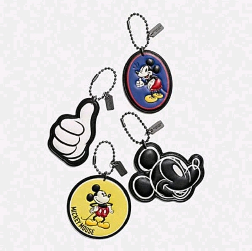🖤🔹️Coach 🔹️Mickey Leather Charm Hangtag Set of 4 Limited Edition - Picture 7 of 8
